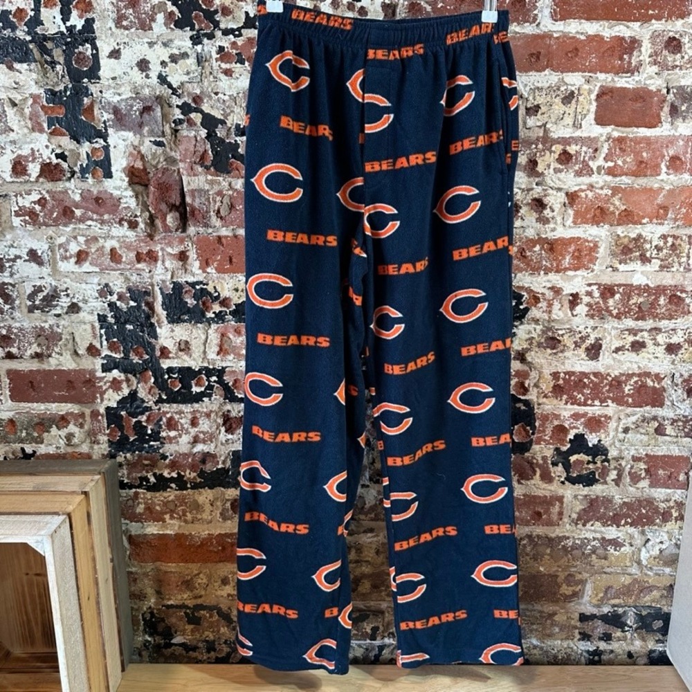 NFL Team Chicago bears Blue Orange Fleece Pants Lounge Mens Small